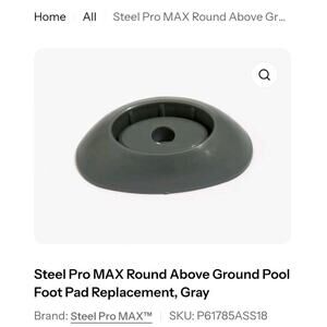 Steel Pro MAX Round Above Ground Pool Foot Pad Replacement, Gray